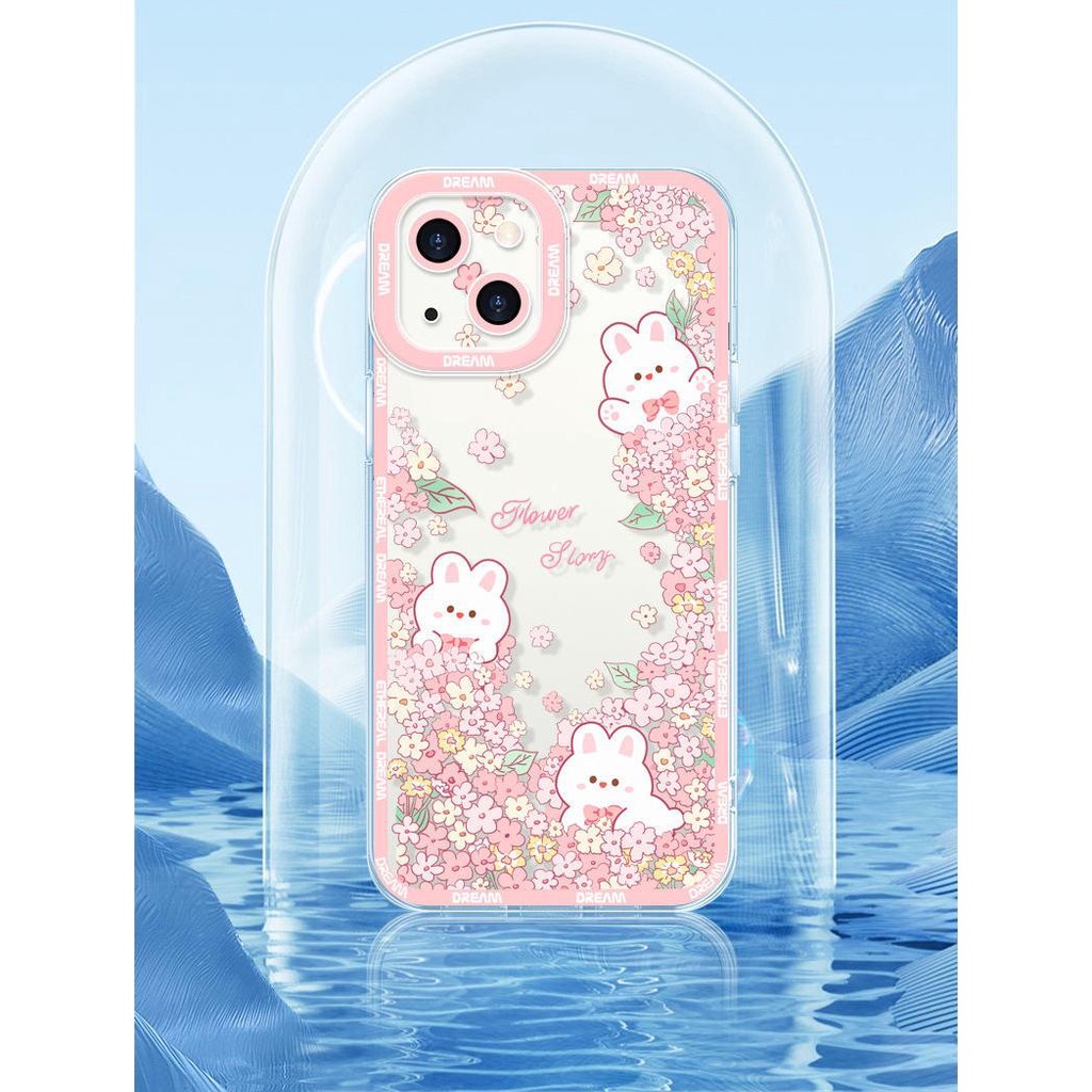 Ốp Điện Thoại TPU Trong Suốt Họa Tiết Thỏ Mắt Thiên Thần Cho iPhone 14 Pro Max 13 12 Mini 11 XS XR X 8 7 Plus 6S 6 SE