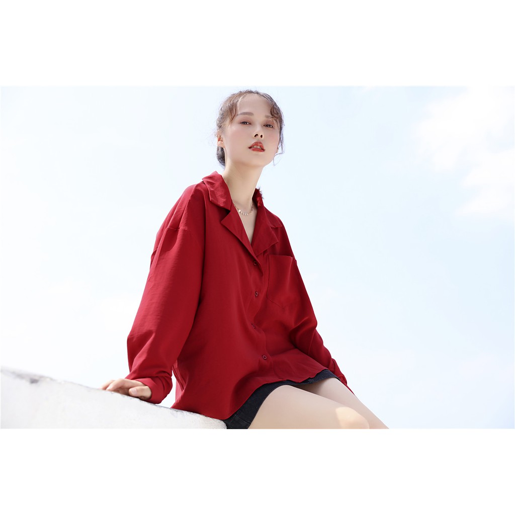 Áo sơ mi nữ tay dài cổ chữ V phong cách Hàn Quốc | BigBuy360 - bigbuy360.vn