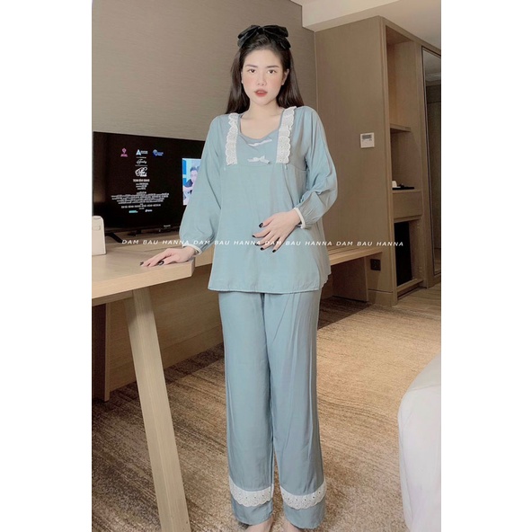 [SIZE 40-75KG] Đồ cho mẹ dài tay mặc bầu và sau sinh có khóa cho bé ty tiện lợi vải lụa hàn thoáng mát nhẹ thấm mồ hôi