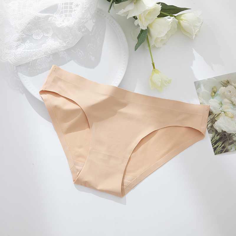 Quần Lót cotton Lụa Lạnh Không Đường May Lưng Thấp Thoáng Khí Kháng Khuẩn Dễ Thương Cho Nữ