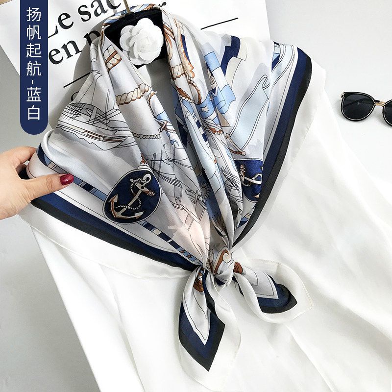 Khăn Choàng Lụa Lụa Hình Vuông Kích Thước Lớn 90cm Thời Trang Xuân Thu Cho Nữ