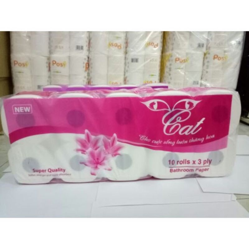 Giấy vệ sinh Cat cao cấp Trọng lượng : 1.6kg Đóng gói : 10 cuộn/ 3 lớp