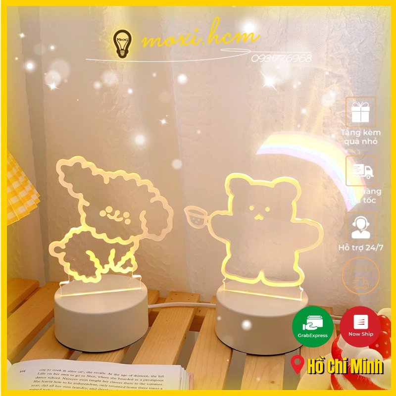 [CUTE HOT] Đèn ngủ LED hình gấu 3D để bàn trang trí DECOR phòng , quà tặng sinh nhật, VALENTINE MOXI.