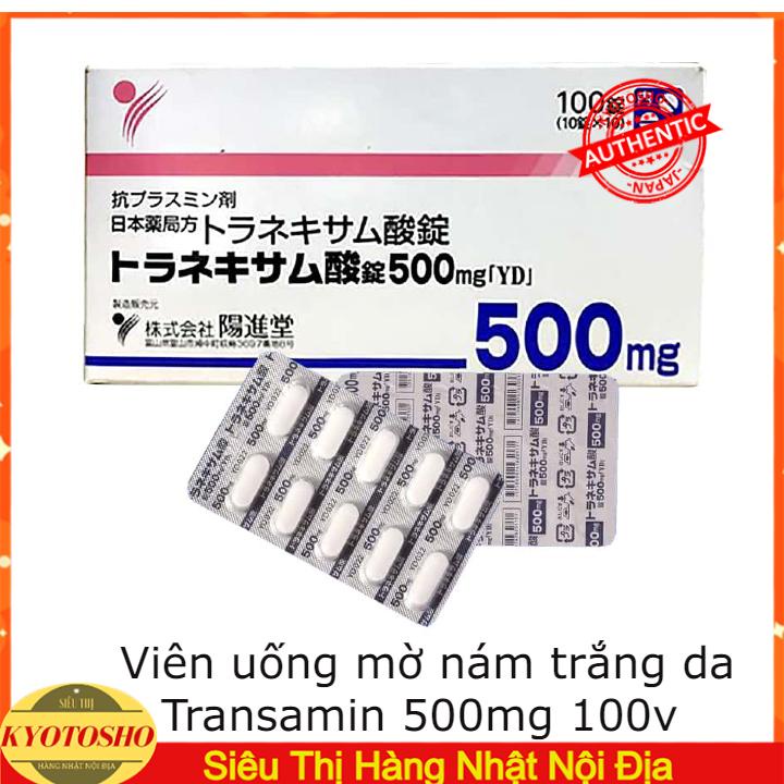Viên uống trắng da mờ nám Transamin 500mg hộp 100 viên hàng nội địa Nhật