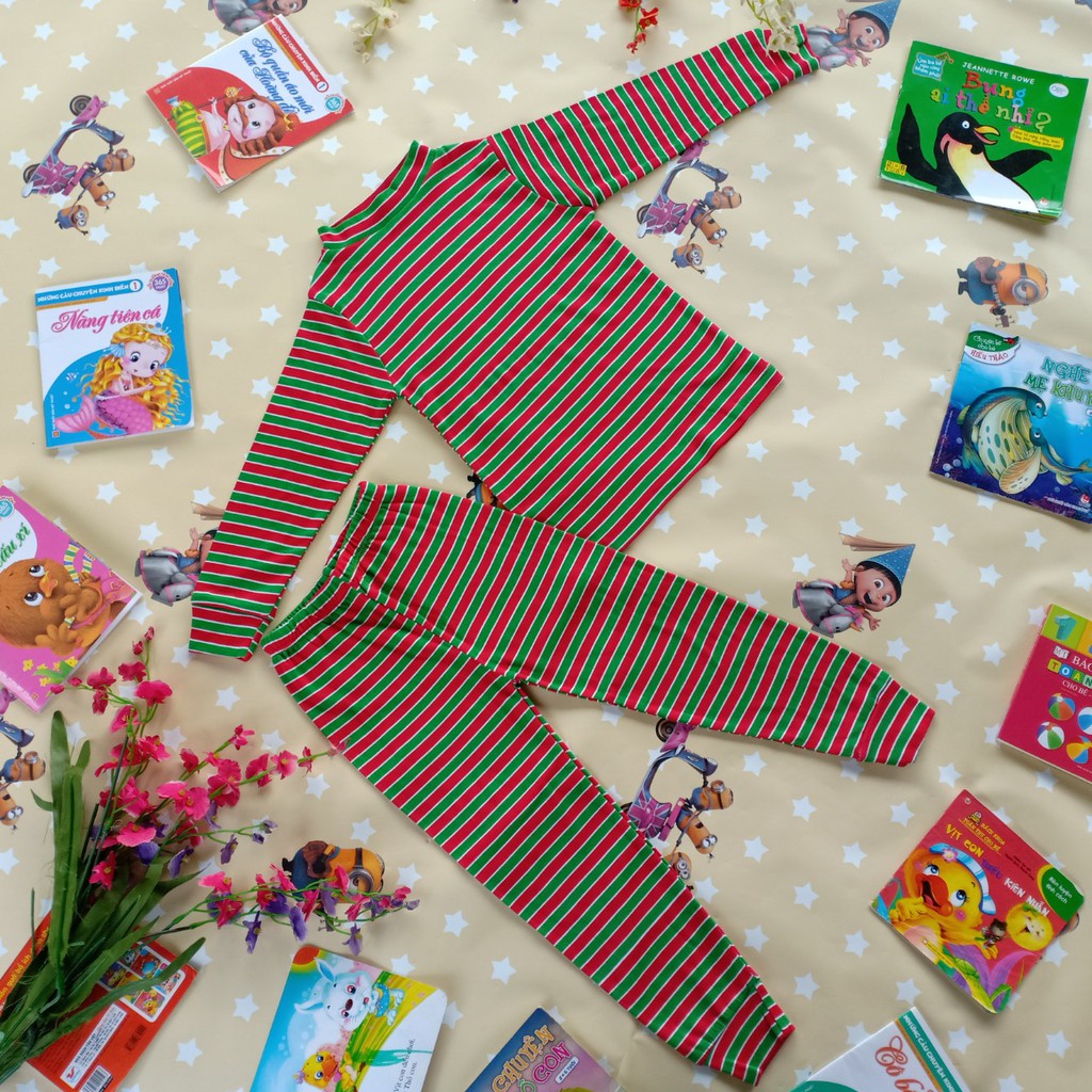 Bộ thun Cotton Borip Gymboree mềm mịn Kẻ ngang cổ 3cm Dài tay Giữ nhiệt bé trai bé gái