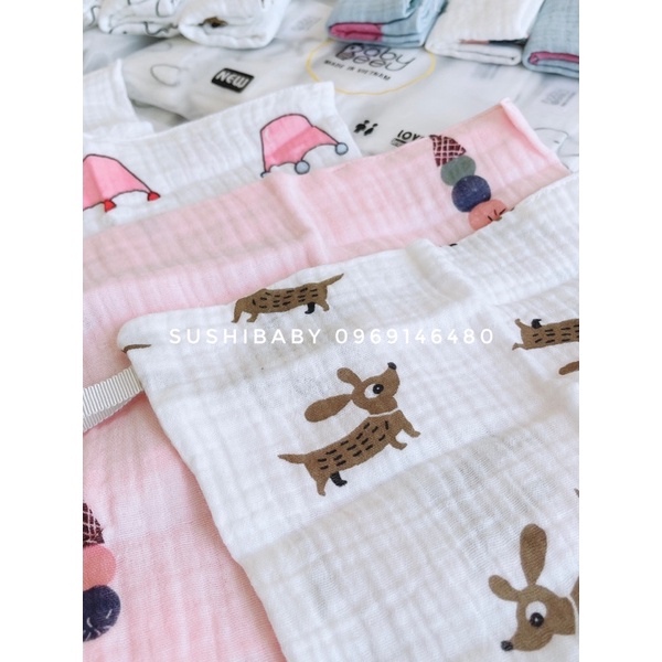 Set 5 khăn mặt xô muslin Baby Bee