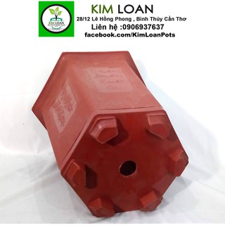 Combo 4 chậu lục giác đỏ 32x32cm