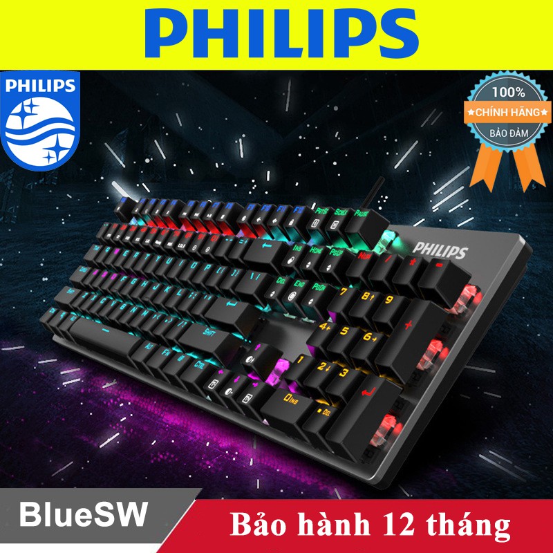 Bàn phím cơ Philips chính hãng - Phím cơ Philips Blue Switch Led Rainbow