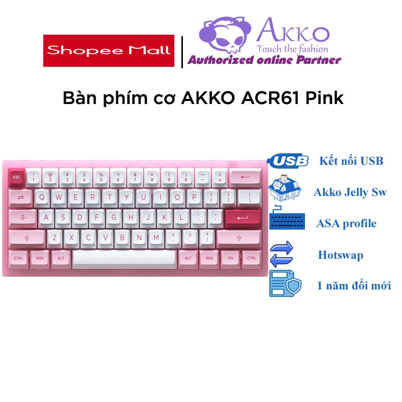 Bàn phím cơ AKKO ACR61 Pink 