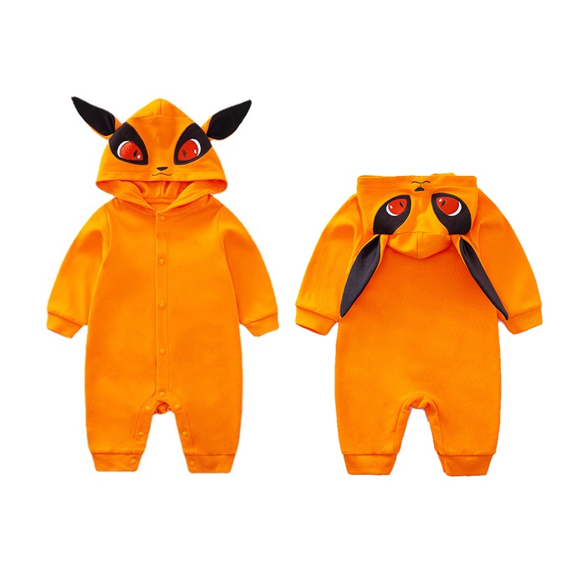 Bộ Áo Liền Quần Dài Tay In Hoạt Hình Naruto Kurama kyuubi Thời Trang Cho Bé Trai Và Gái