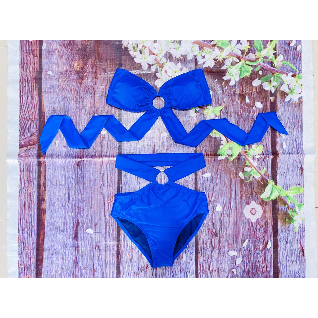 Bikini, Đồ Bơi Hai Mảnh Secxy Khoen Xanh Coban Oderi HM-069