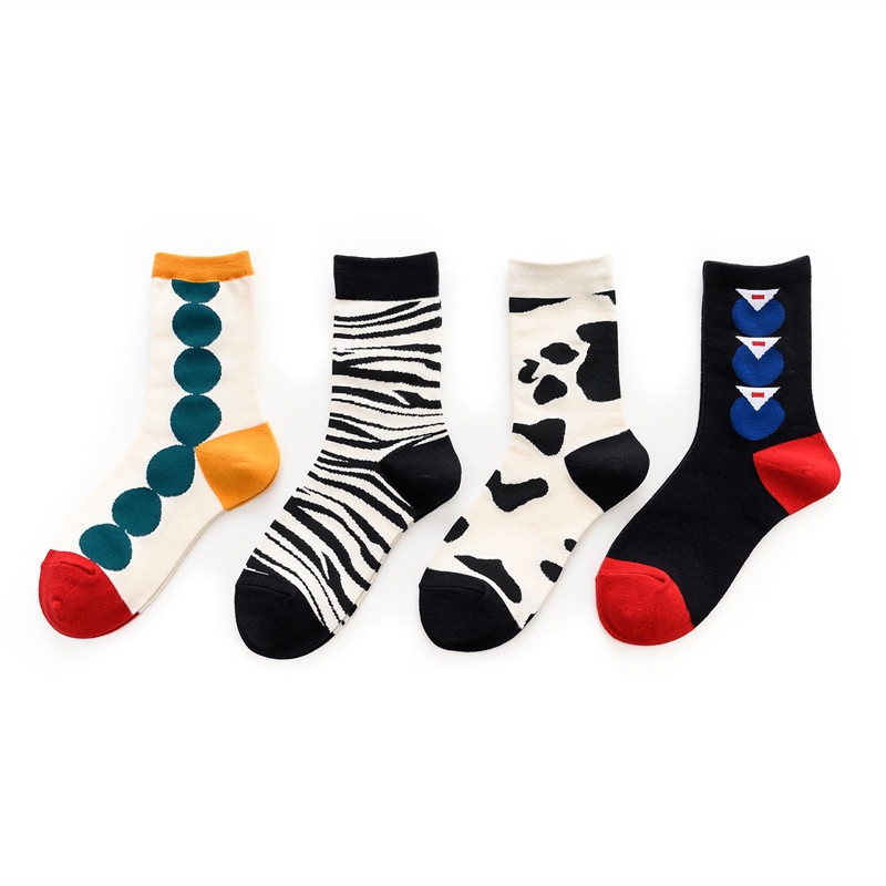 Casual Cow Printed Striped Designer Crew Socks Women Crazy Cartoon Darn Tough Boys Socks 100 Cotton Thermal Personalised Socks