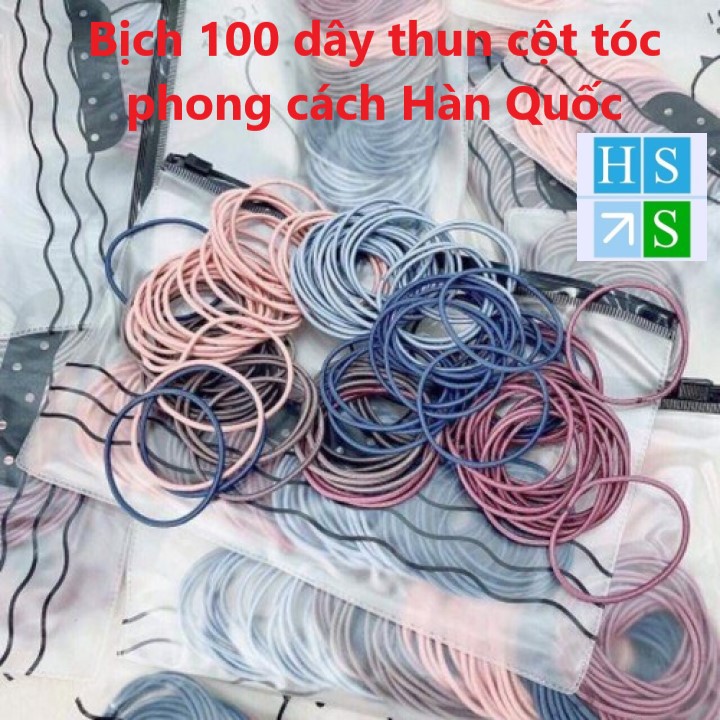 Túi 100 Thun vải buộc tóc, dây cột tóc phong cách Hàn Quốc  - HS Shop