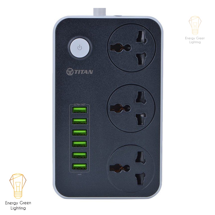 Ổ cấm điện Energy Green Lighting thông minh cao cấp chịu nhiệt 6 USB sạc nhanh 3.4A