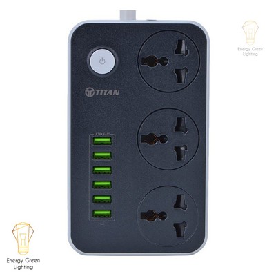 Ổ cấm điện Energy Green Lighting thông minh cao cấp chịu nhiệt 6 USB sạc nhanh 3.4A