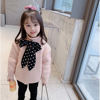 [A044] Áo len nơ cổ chấm bi sz 90-140