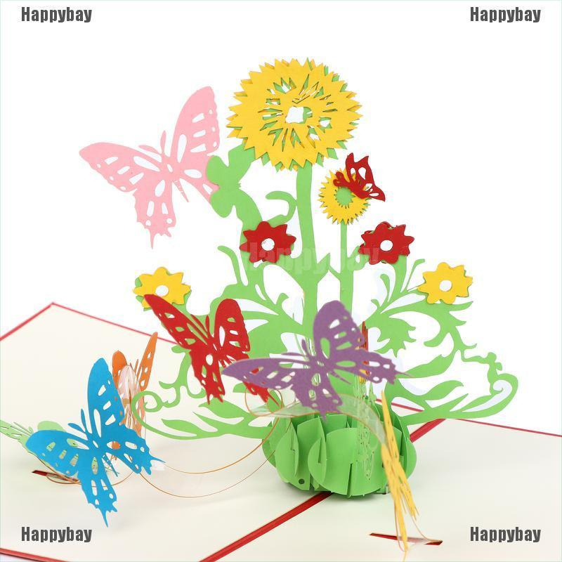 Happybay Butterflies Pop Up Card with Sticker Greeting Cards 3D Paper Card Greeting Card