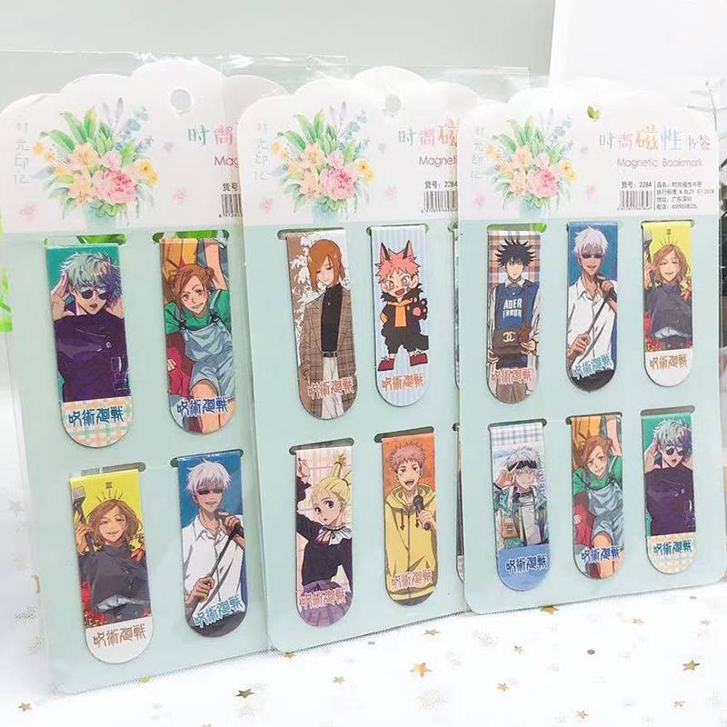 Dụng cụ đánh dấu trang sách thiết kế dễ thương bằng nam châm 6Pcs Anime Jujutsu Kaisen Itadori Yuuji Gojou Satoru Fushiguro Megumi Magnet Magnetic Bookmarks Magnet Page Markers Page Clips Bookmark For Student Office Reading Stationery kids gift