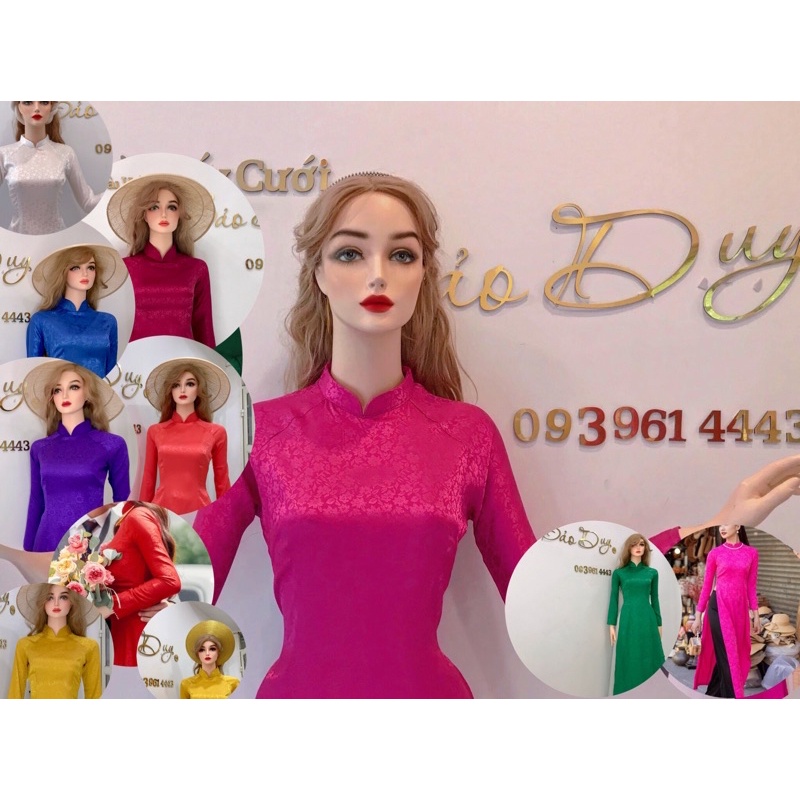 Áo dài gấm hoa thiết kế nhiều màu giá online có bigsize