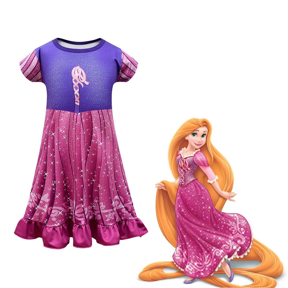 Đầm Hóa Trang Công Chúa Rapunzel Cho Bé Gái Từ 3-8 Tuổi