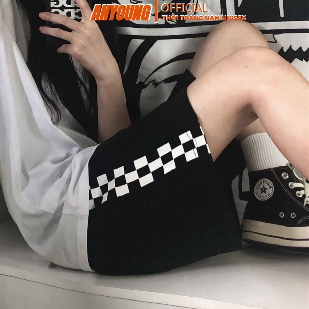 Quần Short Trơn Anyoung - Quần Short Nhiều Màu Kẻ Ô Unisex Qs306