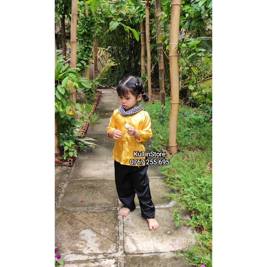 Bộ Bà Ba Cho Bé Màu Vàng Đồng (8-45kg)
