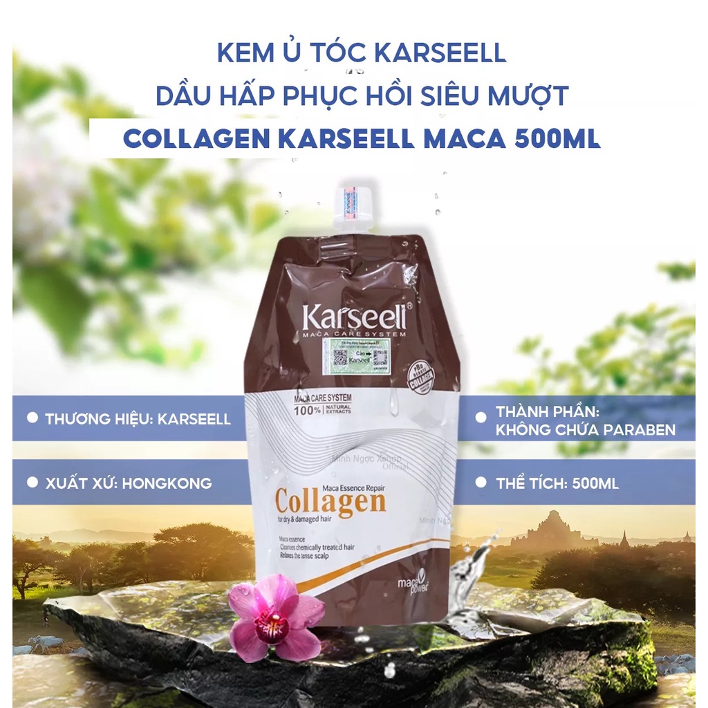 Dầu hấp ủ xả tóc Collagen Karseell Maca dạng túi 500ml