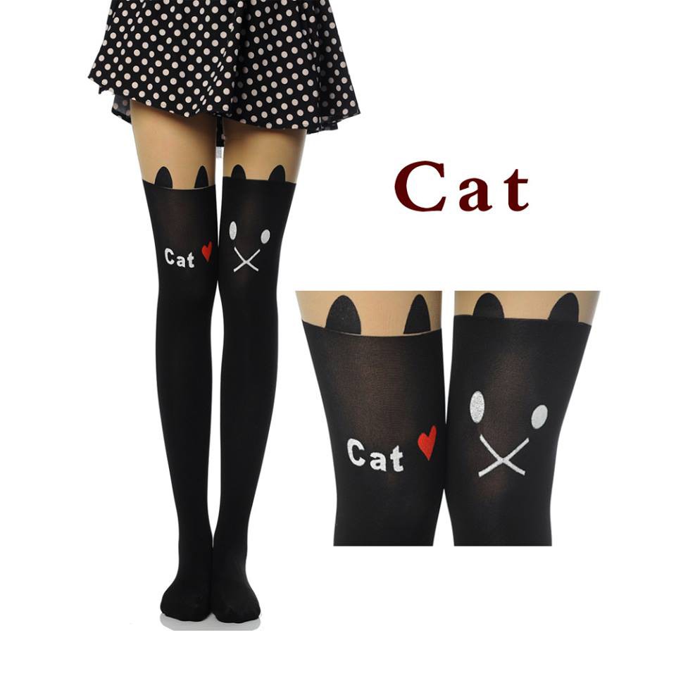 Vớ da quần tất giả đùi legging tattoo tights hoạ tiết