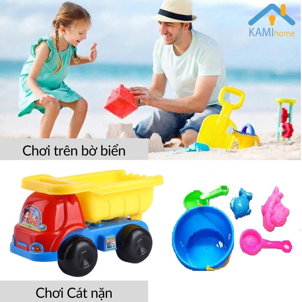 Xe đồ chơi - Xe BEN chở cát SIZE LỚN 26CM kèm 5 dụng cụ cho bé