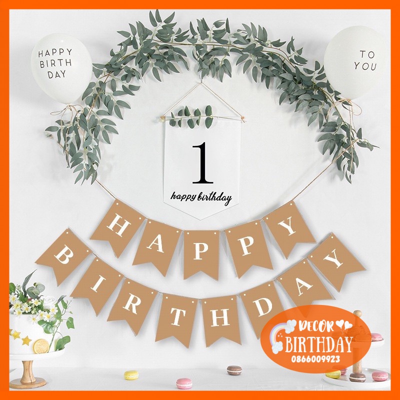 Set Sinh Nhật Hàn Quốc Mẫu Mới, Trang Trí Sinh Nhật Style Hàn Nhẹ Nhàng Dễ Trang Trí  Tặng Kèm Đồ Bơm Băng Dính Bóng