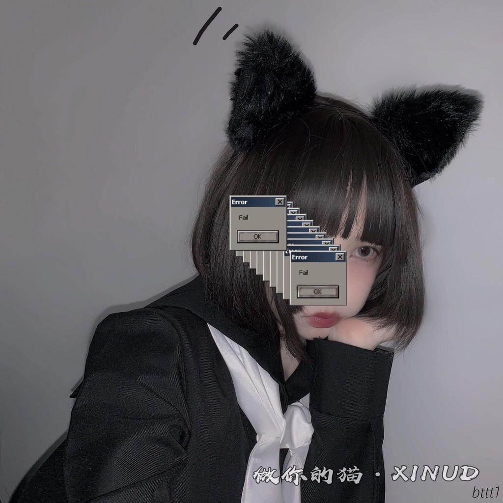 mũ tai mèo đính bóng lông dễ thương