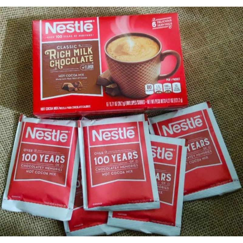 BỘT CACAO SỮA NESTLE. HỘP 6 GÓI  - NESTLE CLASSIC RICH MILK CHOCOLATE HOT COCOA MIX CHOCOLATE