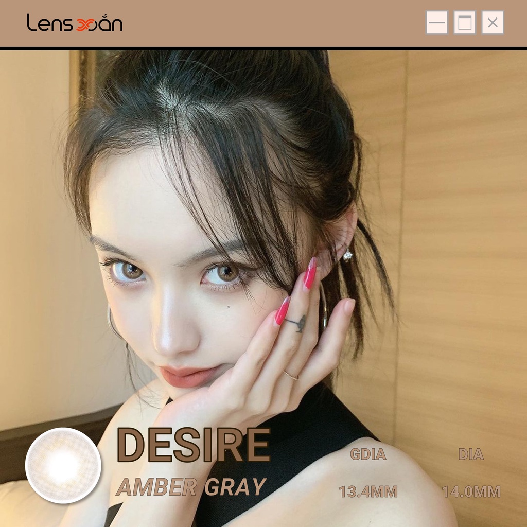 KÍNH ÁP TRÒNG DESIRE AMBER GRAY CỦA IDOL LENS: Lens xám rêu ánh nâu tây | Lens Xoắn