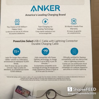 Cáp USB-C to Lightning 1.8m Anker PowerLine Select A8613