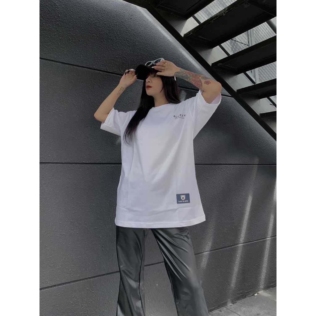 Áo phông rộng nam nữ 4lucky 6021 - tay lỡ form rộng oversize streetwear