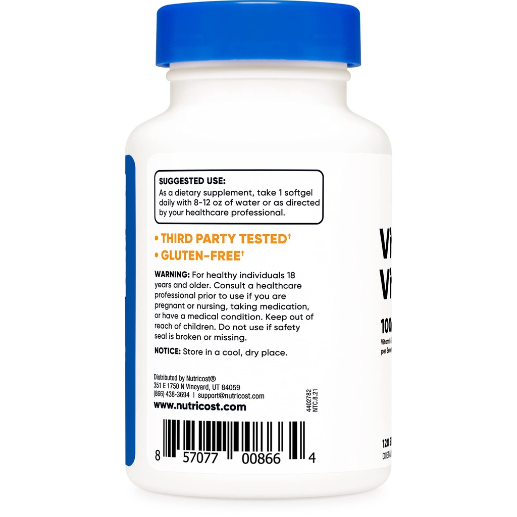 Thực Phẩm Chức Năng NUTRICOST Vitamin D3 K2, Tăng Sức Đề Kháng, Bổ Xương Khớp Authentic