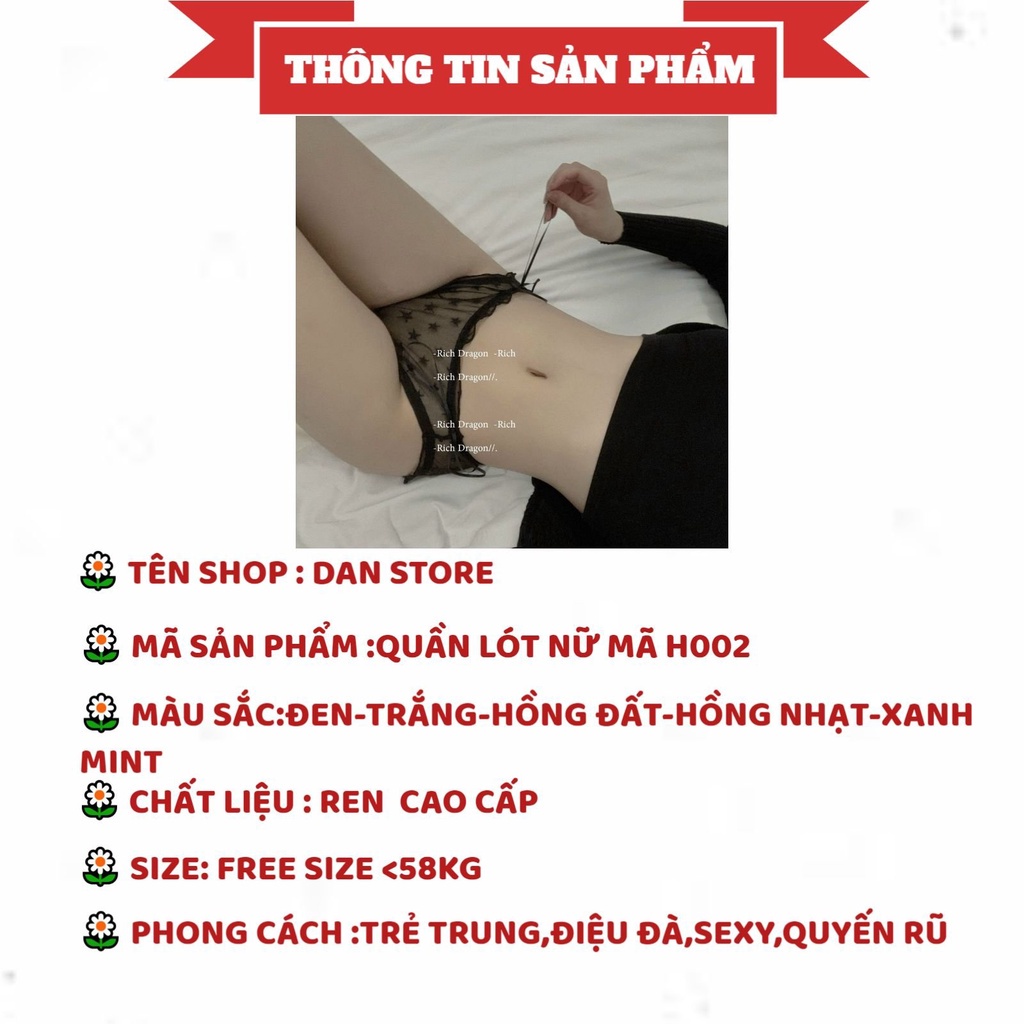 Quần Lót Nữ - Quần Lót Ren Sexy Sao xuyên thấu cao cấp đính nơ hai bên quyến rũ DAN STORE MÃ H002