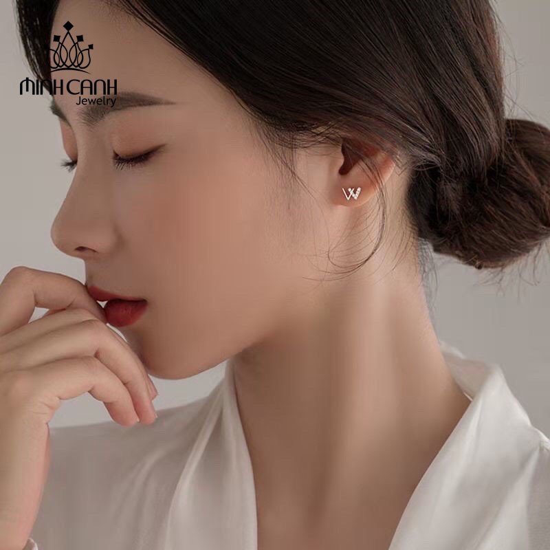 Bông Tai Bạc Nữ Hình Chư W - Minh Canh Jewelry