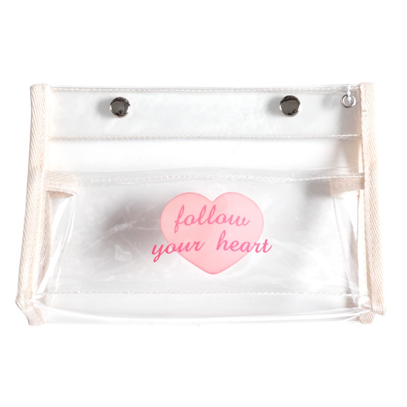 Túi Đựng Bút/Mỹ Phẩm Bằng PVC Trong Suốt In Hoạt Hình Kiểu Hàn Quốc Dễ Thương