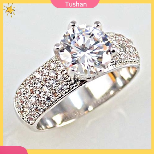 Nhẫn mạ bạc đính đá phong cách tush _