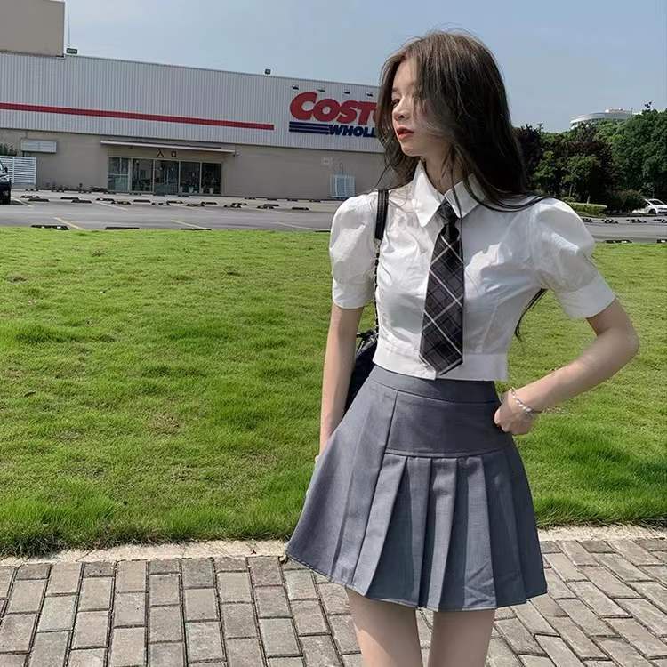 Ao babydoll áo croptop Áo Sơ Mi Tay Phồng Ngắn Thời Trang Dành Cho Nữ