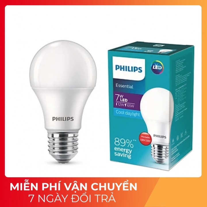Bóng đèn LED Bulb PHILIPS Essential E27 - Tiết kiệm điện, Ánh sáng chất lượng cao - Hàng Chính Hãng