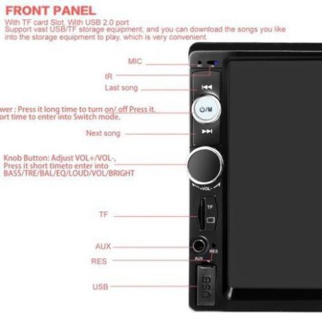 Màn hình ô tô MP5 lắp chung cao cấp 7 inch, Màn hình cảm ứng Full HD, Bluetooth,USB, Radio, Màn hình mp5, Màn hình dvd