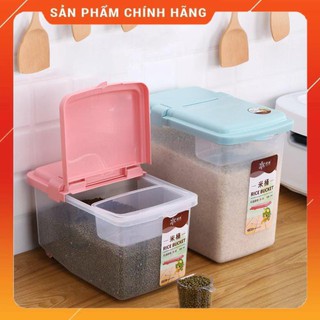 CHÍNH HÃNG -  Thùng nhựa đựng gạo có bánh xe thông minh 10kg đa năng đựng ngũ cốc, đồ ăn khô cho động vật