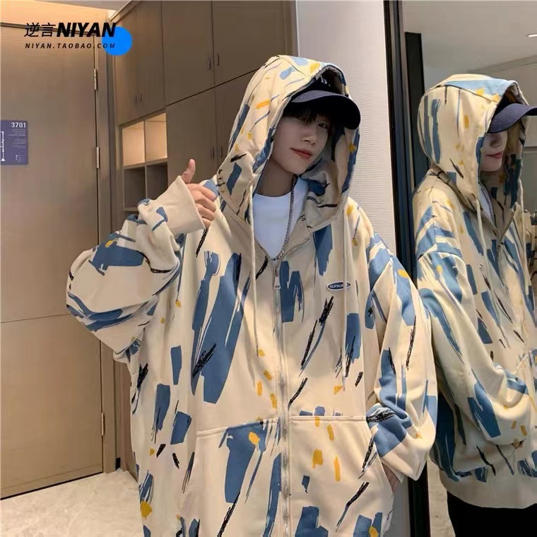 Áo Khoác Hoodie Họa Tiết Rằn Ri Cá Tính phong cách Hàn Quốc from rộng jacket thời trang áo hoodie dây kéo