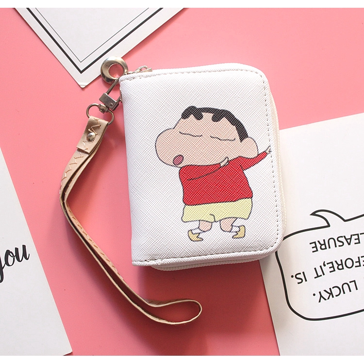 SHINCHAN Ví Cầm Tay Mini Có Khóa Kéo In Hoạt Hình Cậu Bé Bút Chì Shin Dễ Thương Cho Nữ Sinh