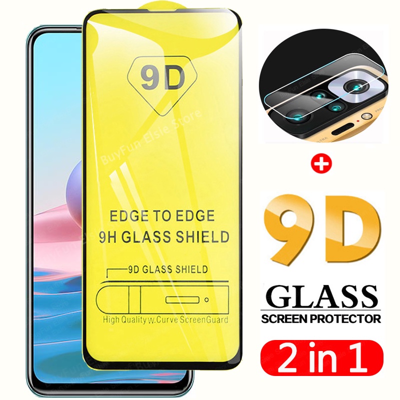 Kính cường lực 9D 2 trong 1 bảo vệ camera cho Xiaomi Redmi Note 10 Note 10S 10T 10 Pro