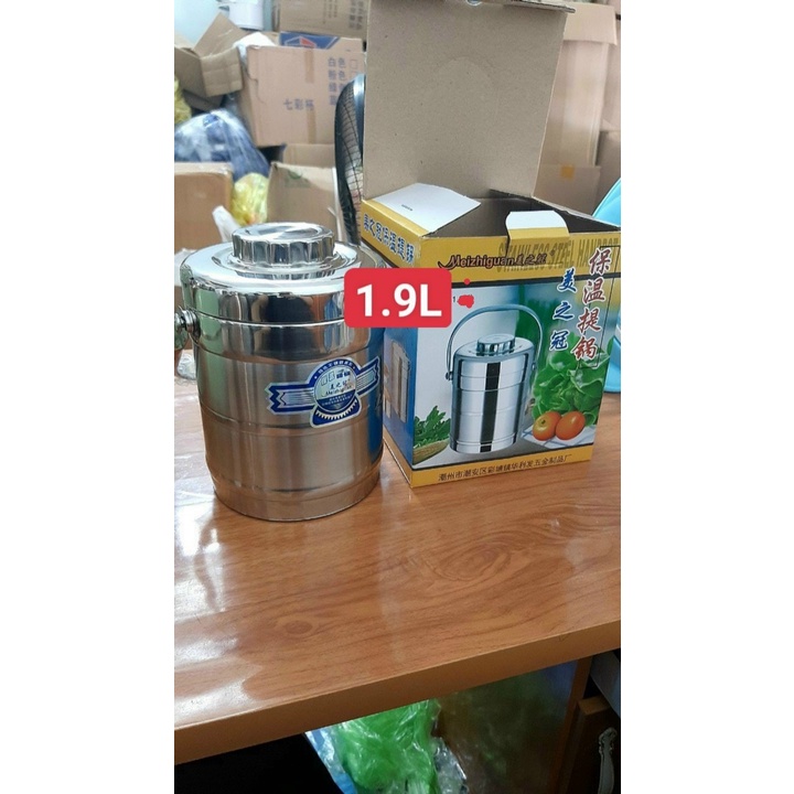 Hộp Cơm Inox Giữ Nhiệt 3 Ngăn 2 Lớp Dung Tích 1.9L