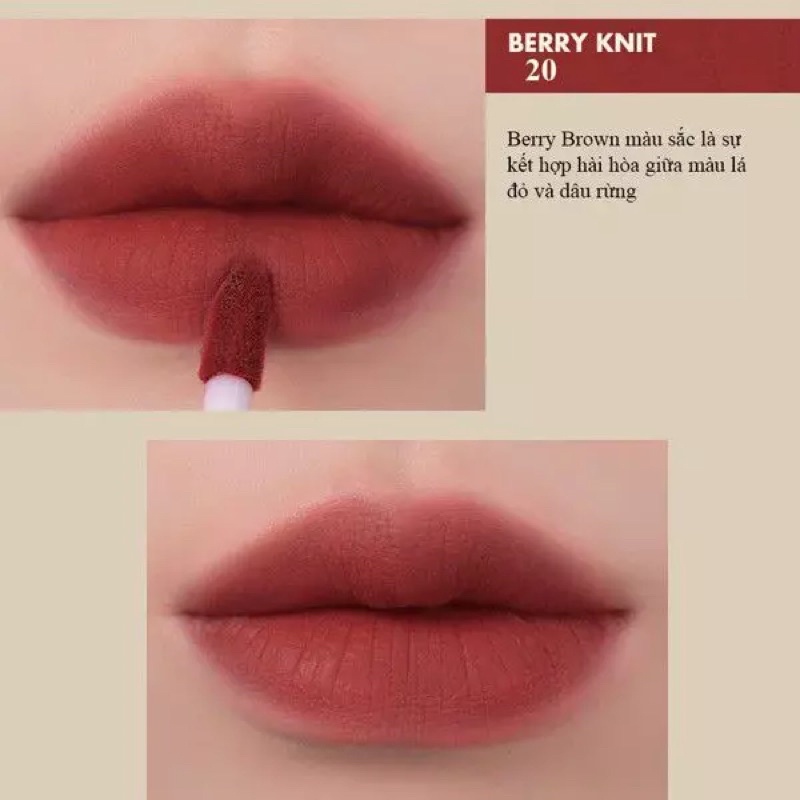 Son Romand Zero 20 màu đỏ berry trầm (son kem lì Romand Zero Velvet Tint)