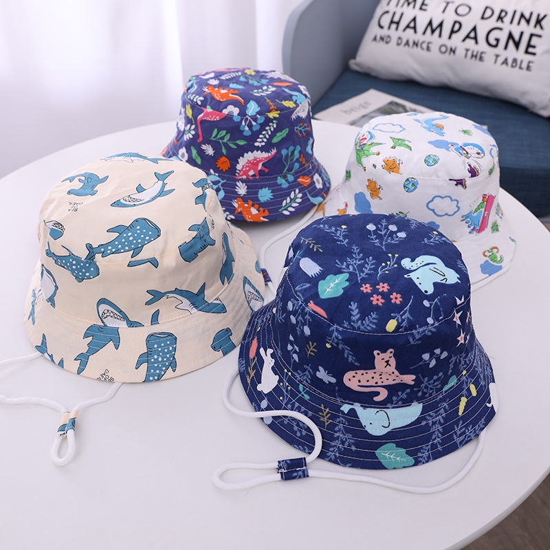 Nón Bucket Chất Cotton Hoạ Tiết Hoạt Hình Đáng Yêu Cho Bé 1-3 Tuổi